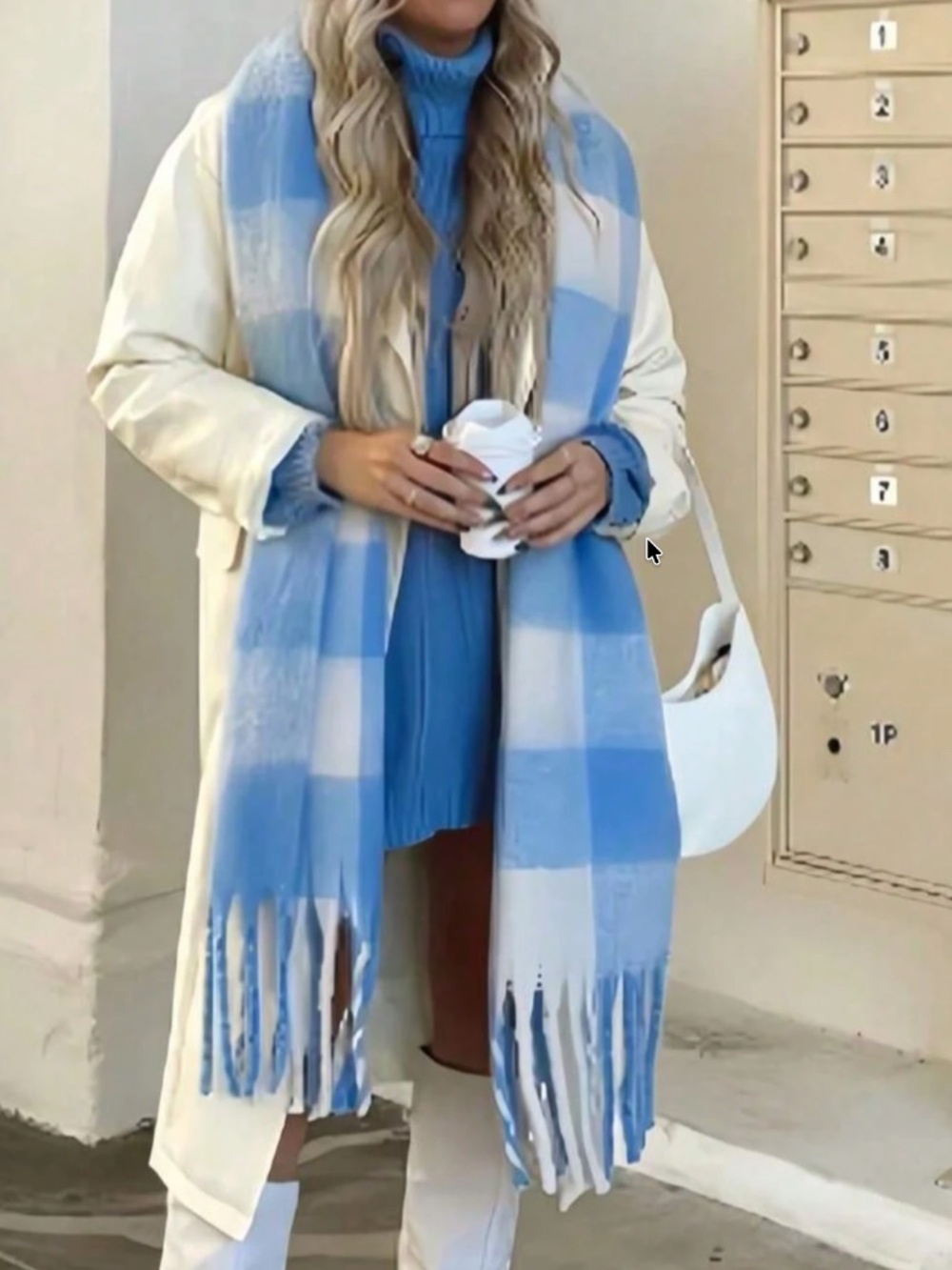 Cozy Colorful Plaid Tassel Blanket Scarf